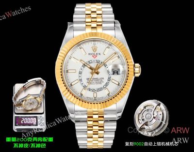 AR+ Factory Weighted Version Rolex SKY-DWELLER White Dial 904L 2-Tone Yellow Gold Watch 42mm